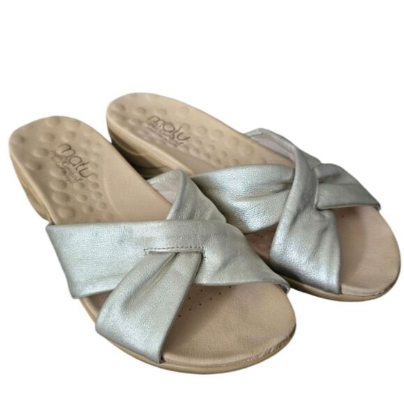 Malu Leather Sandals Womens Size 9 EU 40 Super Comfort Wedge Heel - Picture 1 of 6